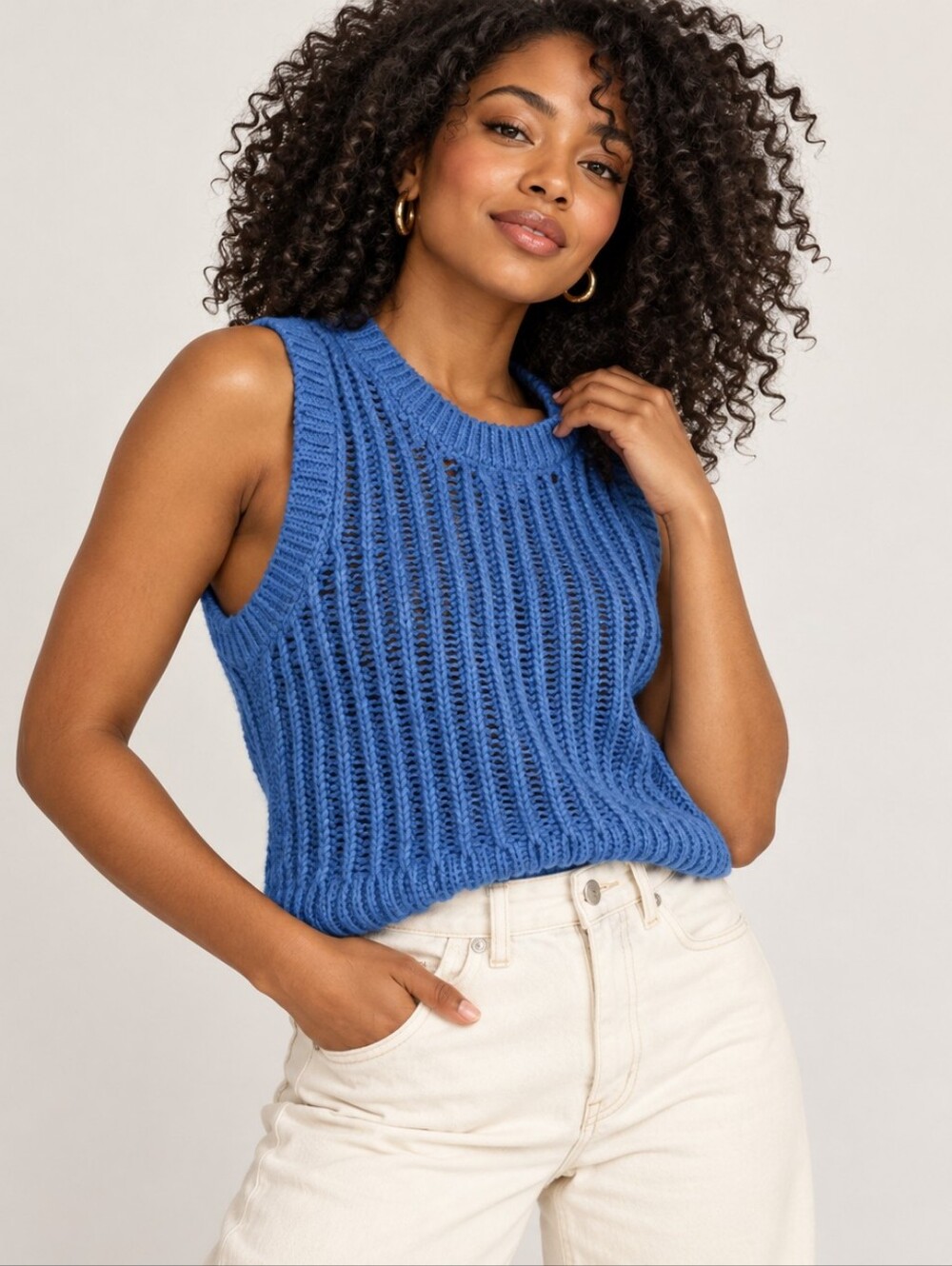 OFFLINE by Aerie (65$) | Blue Open-Knit Sweater Vest, Size L